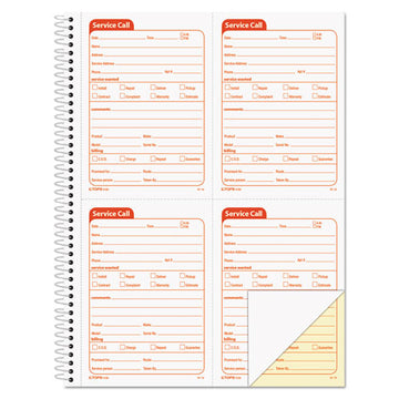 TOPS™ Service Call Book, Two-part Carbonless, 4 X 5.5, 4-page, 200 Forms freeshipping - TVN Wholesale